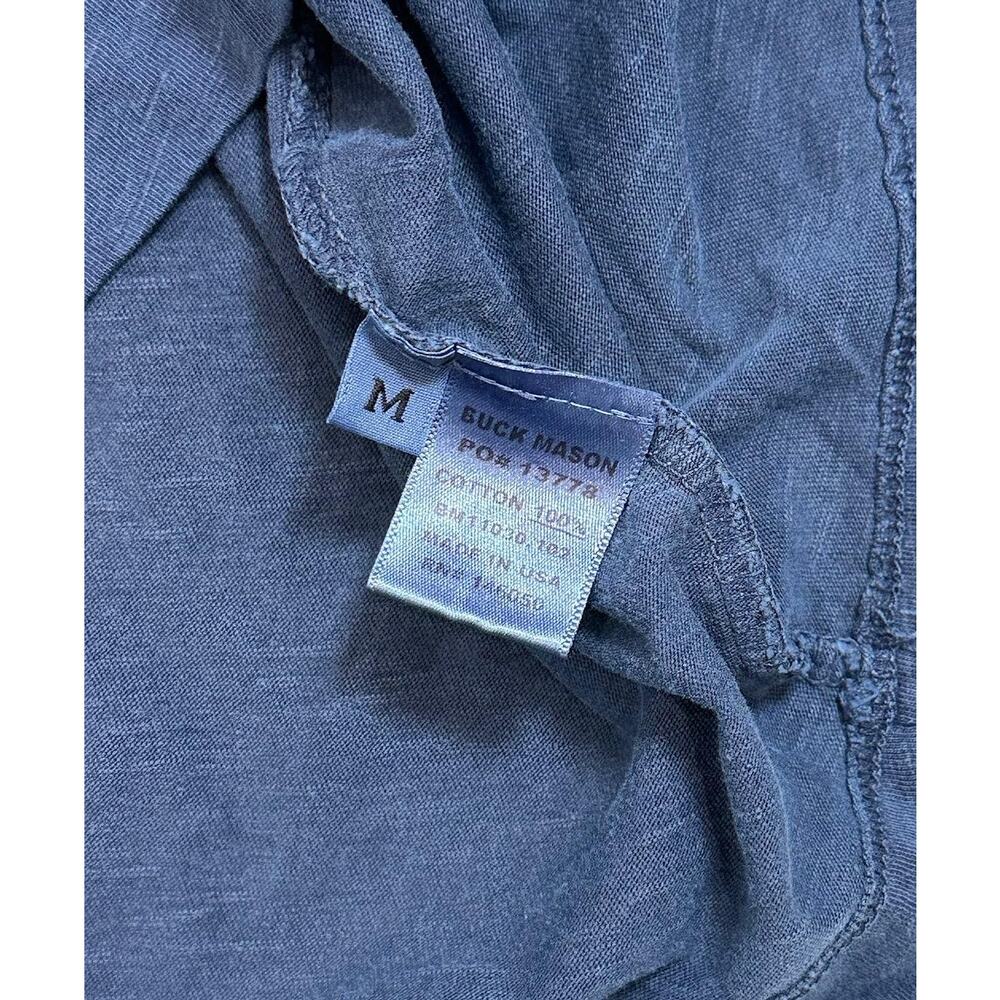 Buck Mason Men's Slub Classic Straight Hem Crewneck Tee T-Shirt in Storm Blue - Picture 2 of 4